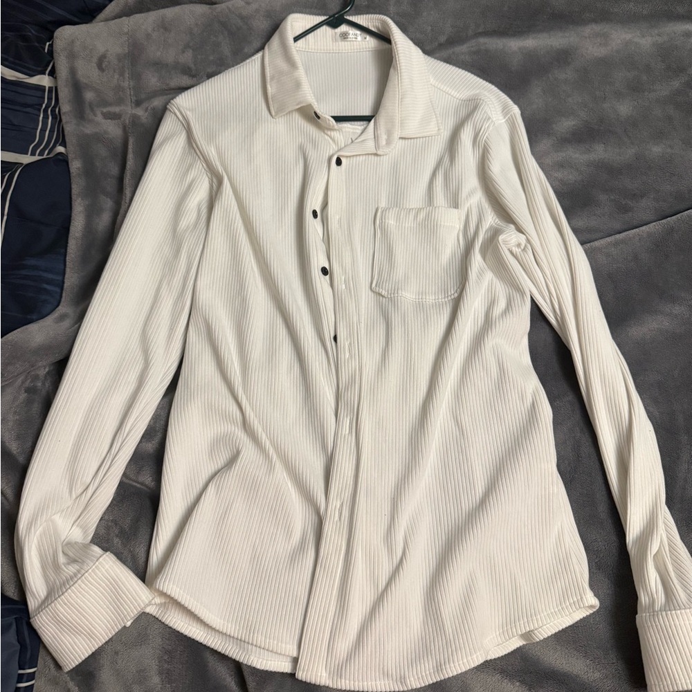 White corduroy button down